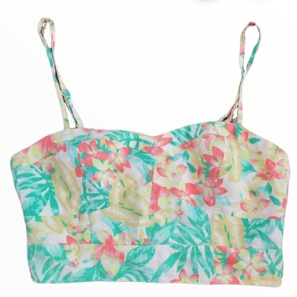 EC AMERICAN EAGLE OUTFITTERS SPAGHETTI STAP FLORAL CROP TOP SZ. S - Picture 1 of 5